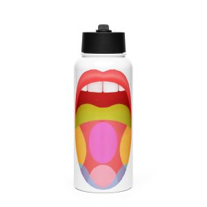 Stainless steel water bottle with a straw lid
