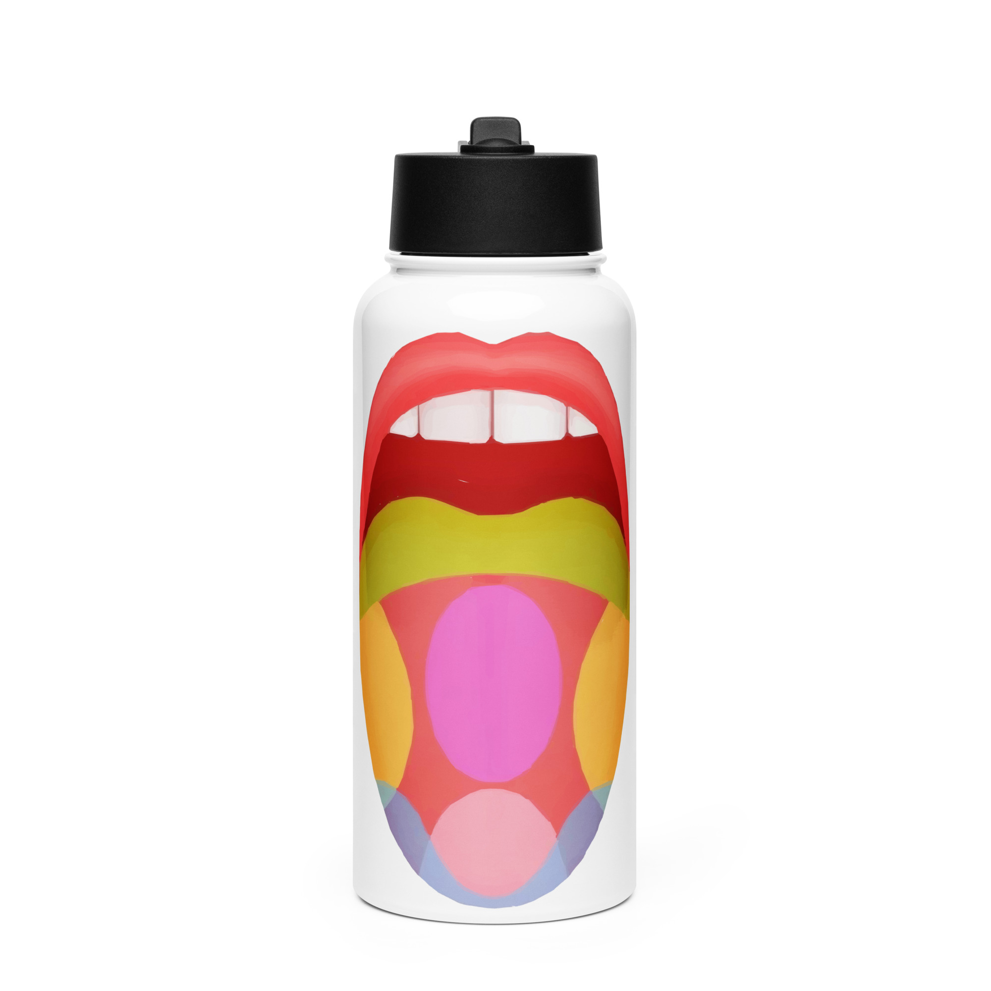Stainless steel water bottle with a straw lid